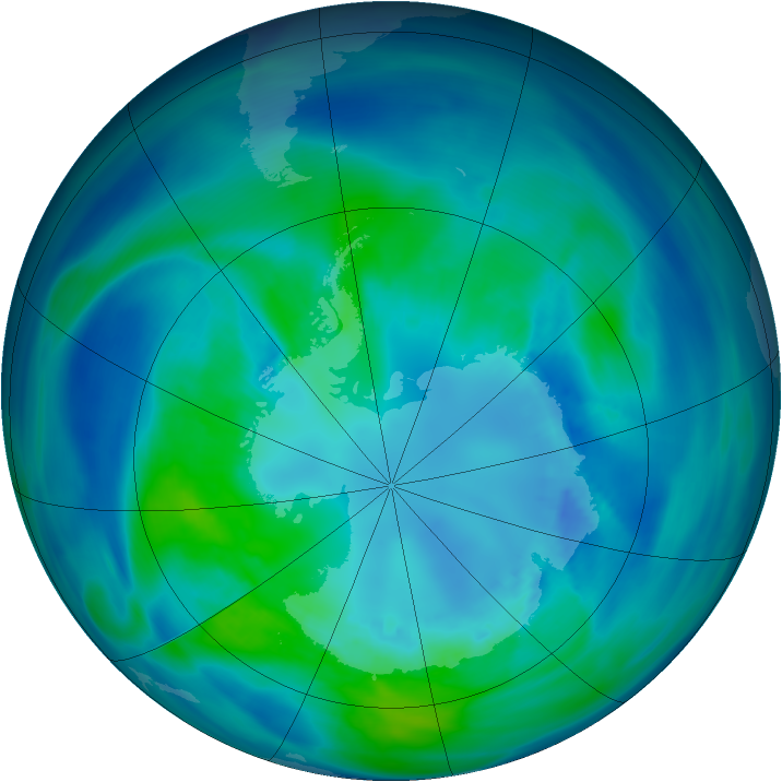 Antarctic ozone map for 13 April 2005